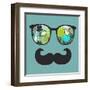 Retro Sunglasses with Reflection for Hipster.-panova-Framed Art Print