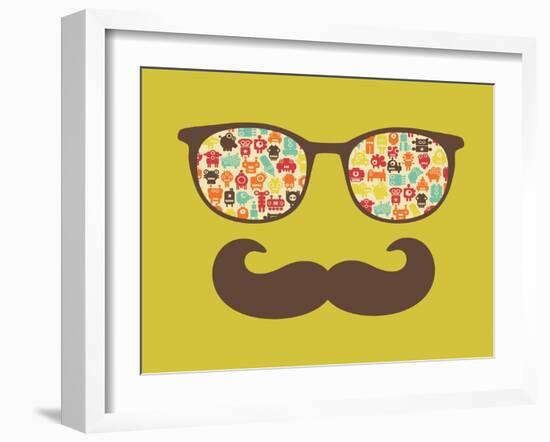 Retro Sunglasses With Reflection For Hipster-panova-Framed Art Print