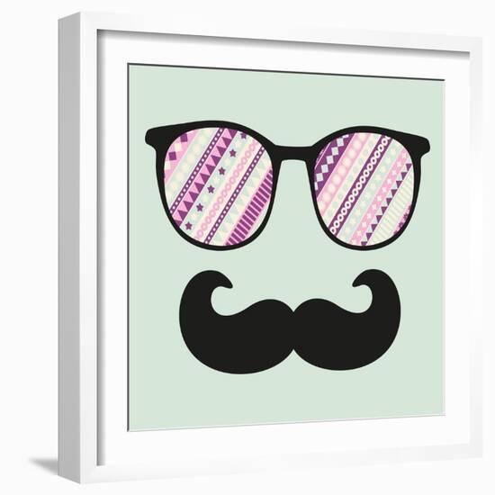 Retro Sunglasses With Reflection For Hipster-panova-Framed Art Print