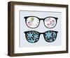 Retro Sunglasses with Winter Reflection in It.-panova-Framed Art Print