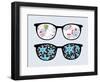 Retro Sunglasses with Winter Reflection in It.-panova-Framed Art Print