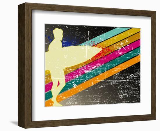 Retro Surfing Poster-kots-Framed Art Print