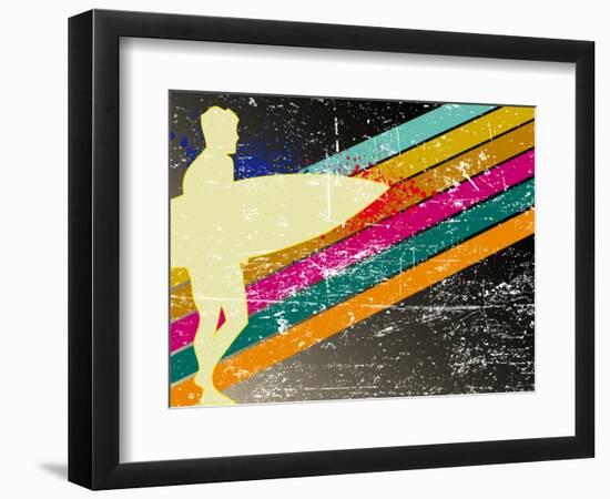 Retro Surfing Poster-kots-Framed Art Print