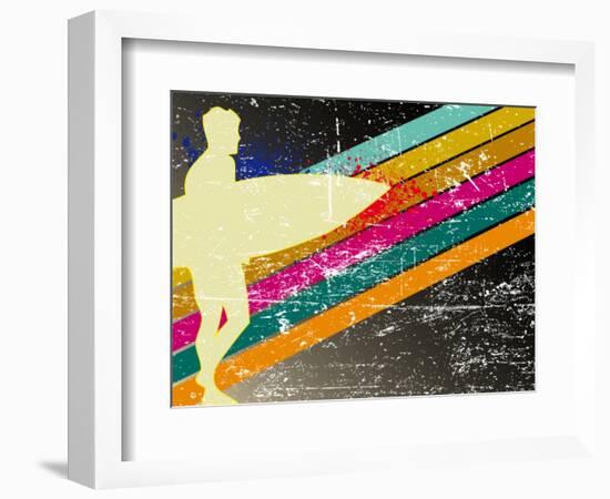 Retro Surfing Poster-kots-Framed Art Print
