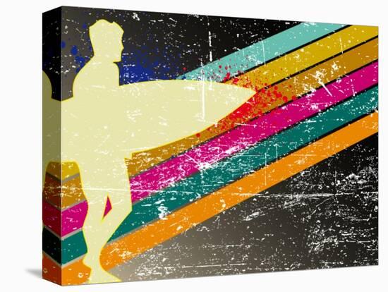 Retro Surfing Poster-kots-Stretched Canvas