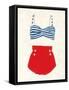 Retro Swimwear IV Newsprint-Emily Adams-Framed Stretched Canvas