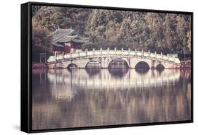 Retro Toned Picture of Suocui Bridge, Lijiang, China.-Maciej Bledowski-Framed Stretched Canvas