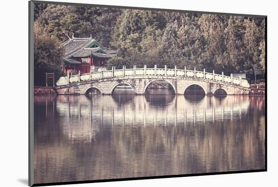 Retro Toned Picture of Suocui Bridge, Lijiang, China.-Maciej Bledowski-Mounted Photographic Print