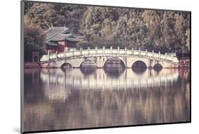 Retro Toned Picture of Suocui Bridge, Lijiang, China.-Maciej Bledowski-Mounted Photographic Print