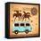 Retro Travel Bus with Vintage Background-transiastock-Framed Stretched Canvas