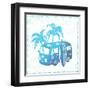 Retro Travel Bus-transiastock-Framed Art Print