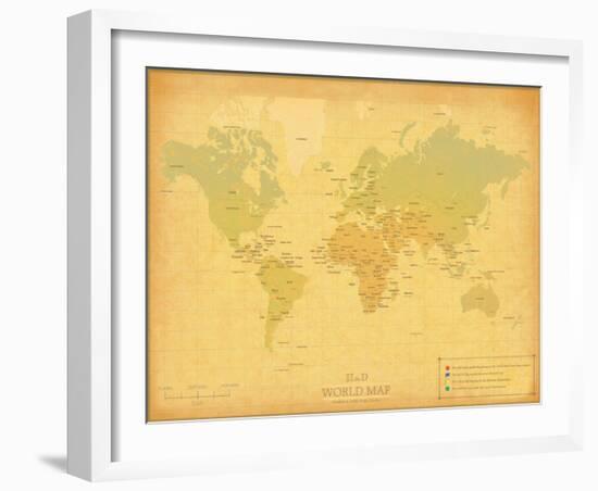 Retro Travel Map-The Vintage Collection-Framed Art Print