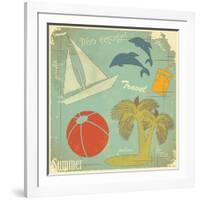 Retro Travel Postcard-elfivetrov-Framed Art Print