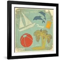 Retro Travel Postcard-elfivetrov-Framed Art Print