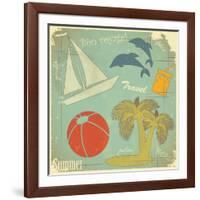 Retro Travel Postcard-elfivetrov-Framed Art Print