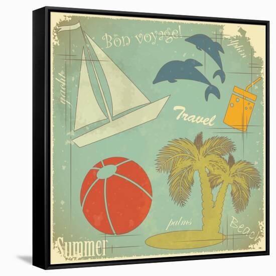 Retro Travel Postcard-elfivetrov-Framed Stretched Canvas