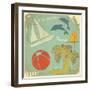 Retro Travel Postcard-elfivetrov-Framed Art Print