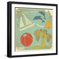 Retro Travel Postcard-elfivetrov-Framed Art Print