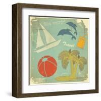 Retro Travel Postcard-elfivetrov-Framed Art Print