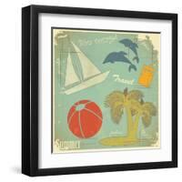 Retro Travel Postcard-elfivetrov-Framed Art Print