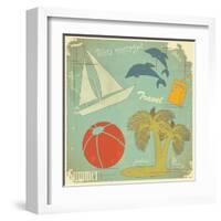 Retro Travel Postcard-elfivetrov-Framed Art Print