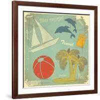 Retro Travel Postcard-elfivetrov-Framed Art Print