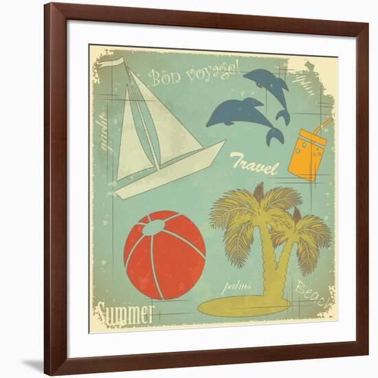 Retro Travel Postcard-elfivetrov-Framed Art Print