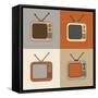 Retro Tv Set Icons-YasnaTen-Framed Stretched Canvas