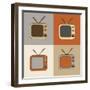 Retro Tv Set Icons-YasnaTen-Framed Art Print