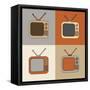 Retro Tv Set Icons-YasnaTen-Framed Stretched Canvas