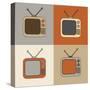 Retro Tv Set Icons-YasnaTen-Stretched Canvas