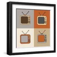 Retro Tv Set Icons-YasnaTen-Framed Art Print