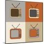 Retro Tv Set Icons-YasnaTen-Mounted Art Print