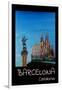 Retro Vintage Poster of Barcelona with Columbus-Markus Bleichner-Framed Art Print