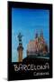 Retro Vintage Poster of Barcelona with Columbus-Markus Bleichner-Mounted Art Print