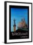 Retro Vintage Poster of Barcelona with Columbus-Markus Bleichner-Framed Art Print