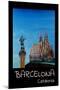 Retro Vintage Poster of Barcelona with Columbus-Markus Bleichner-Mounted Art Print