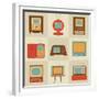 Retro Vintage Tv Set-vector pro-Framed Premium Giclee Print