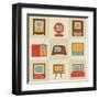 Retro Vintage Tv Set-vector pro-Framed Art Print