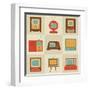 Retro Vintage Tv Set-vector pro-Framed Art Print