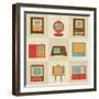 Retro Vintage Tv Set-vector pro-Framed Art Print