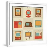 Retro Vintage Tv Set-vector pro-Framed Art Print