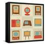 Retro Vintage Tv Set-vector pro-Framed Stretched Canvas