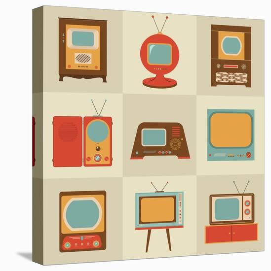 Retro Vintage Tv Set-vector pro-Stretched Canvas