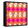 Retro Wave Pattern Orange-null-Framed Stretched Canvas