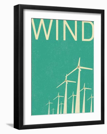 Retro Wind Turbines Illustration-norph-Framed Art Print
