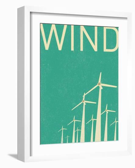 Retro Wind Turbines Illustration-norph-Framed Art Print