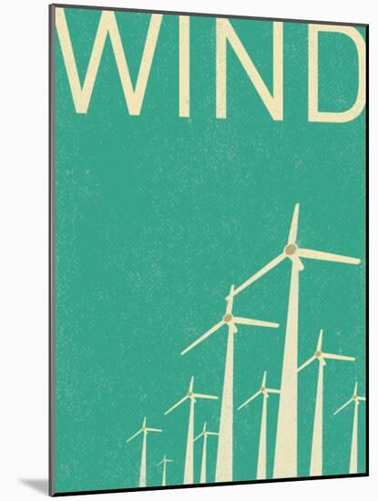 Retro Wind Turbines Illustration-norph-Mounted Art Print