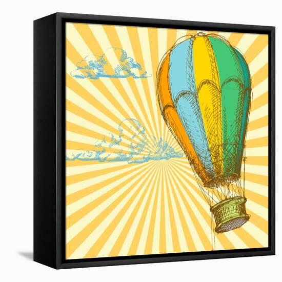 Retro With Hot Air Balloon; Also Available In My Gallery-Danussa-Framed Stretched Canvas