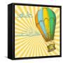 Retro With Hot Air Balloon; Also Available In My Gallery-Danussa-Framed Stretched Canvas